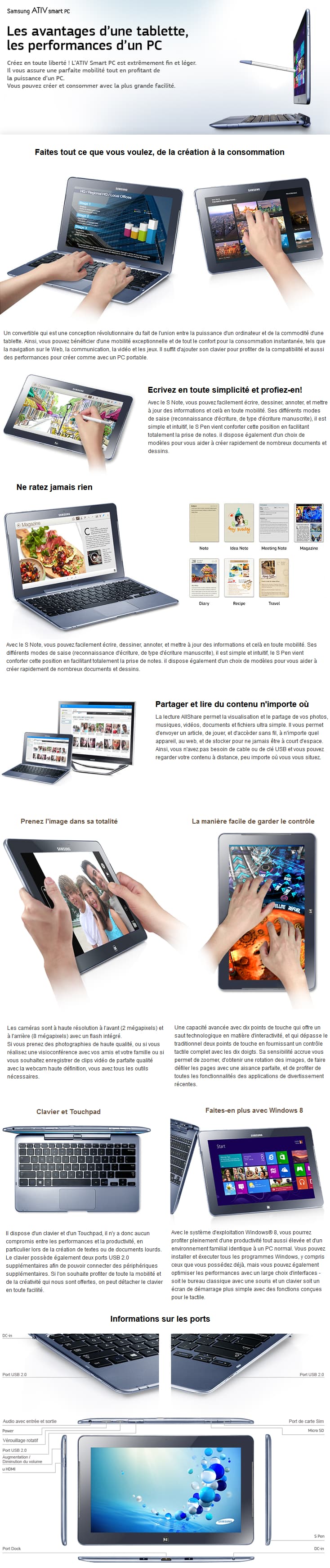 Tablette Convertible Samsung ATIV Smart PC 11,6" (XE500T1C-A02MA)