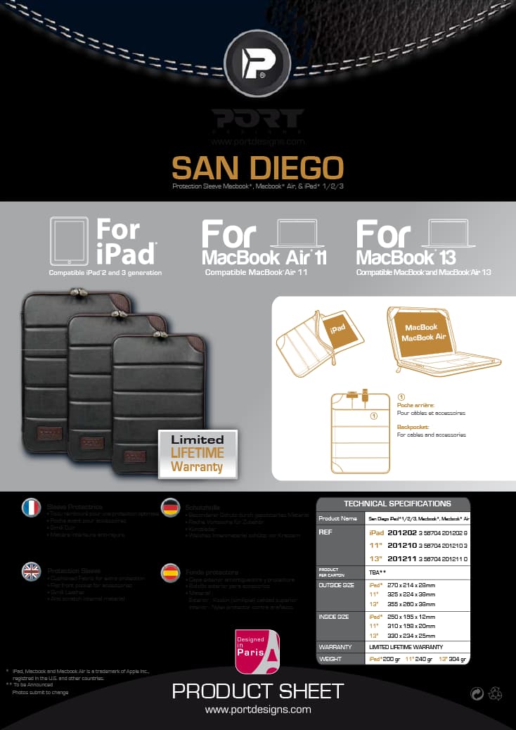 Etui de protection San Diego Macbook 13" - Port Designs