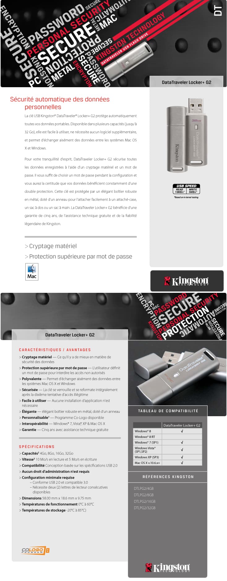 Clé USB Kingston DataTraveler Locker+ G2