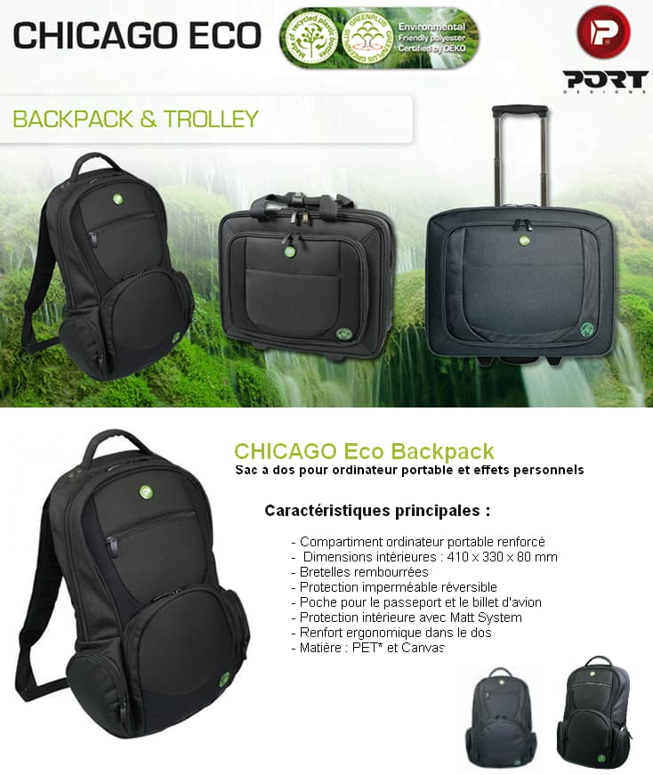 Sac à dos CHICAGO ECO Backpack pour PC 15"/16'' - Port Designs