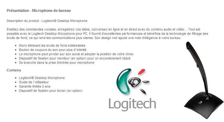 Logitech Microphone de bureau (Jack 3.5 mm)