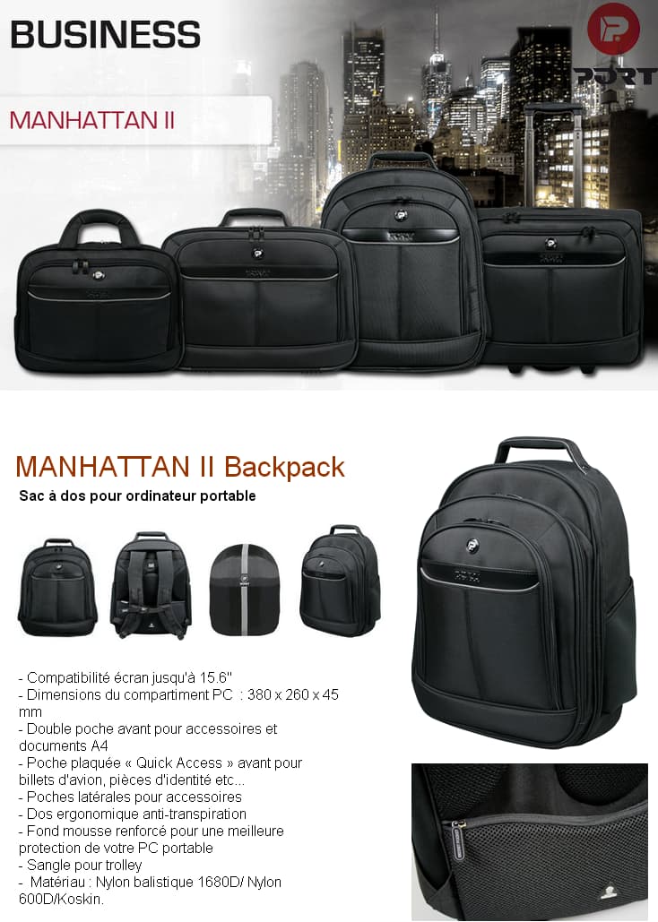 Sac à dos MANHATTAN 2 Backpack pour PC 15,6'' - Port Designs