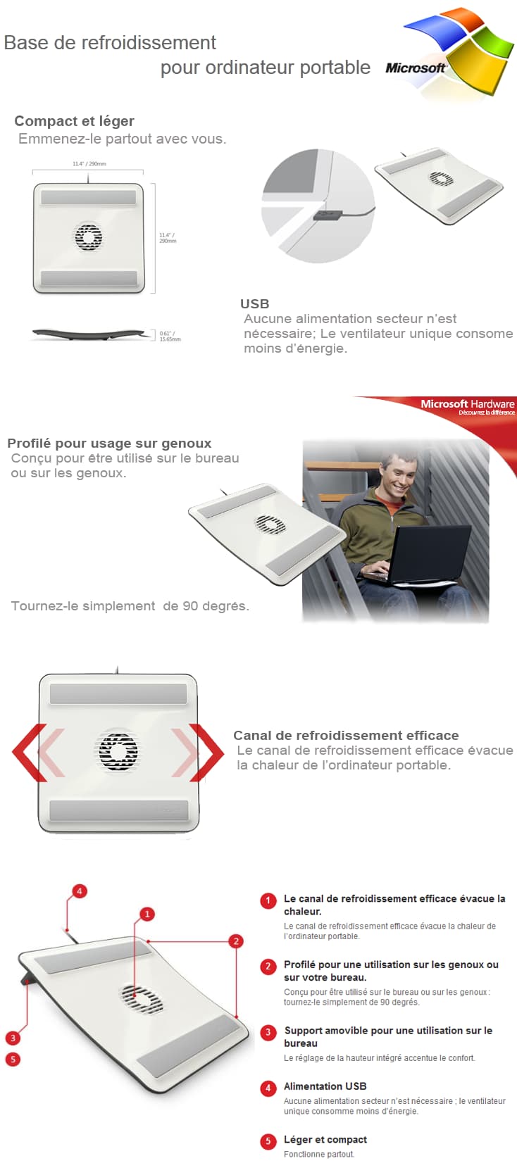 Base de refroidissement pour PC portable - Microsoft