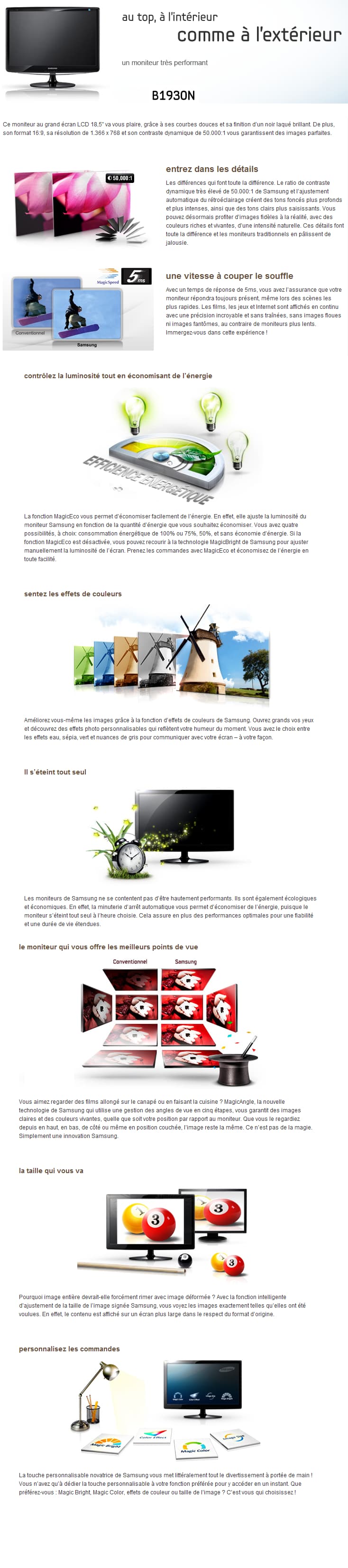 Moniteur LCD Samsung B1930N - 18.5 pouces / format 16:9