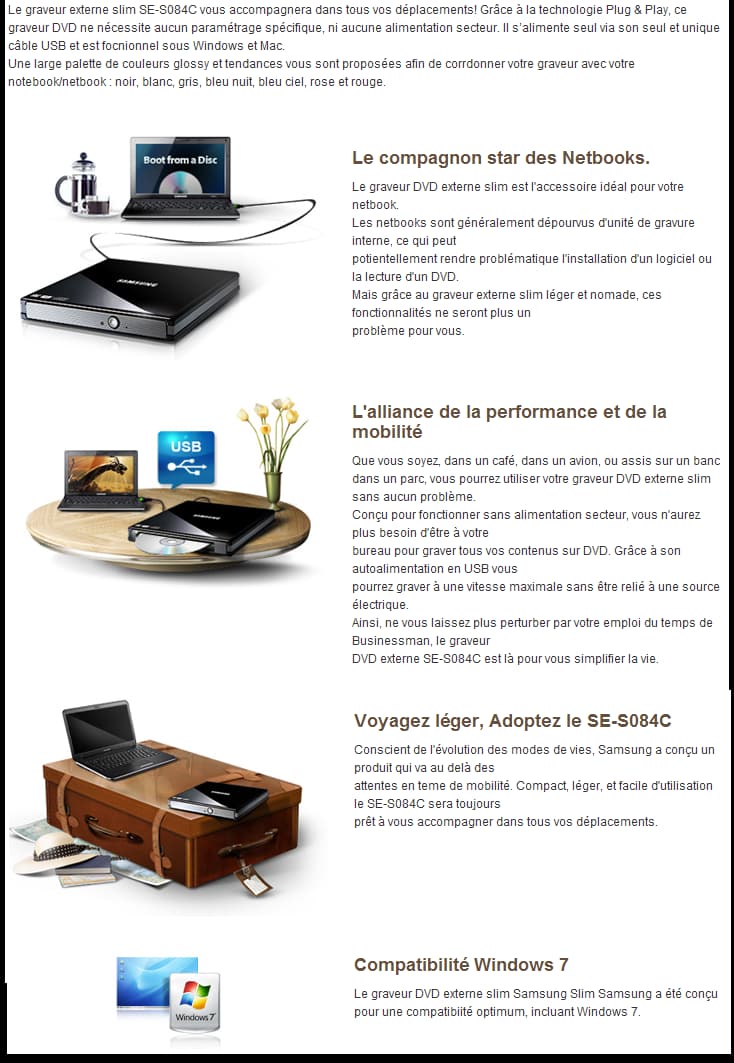 Graveur Samsung DVD Externe Slim SE-S084C