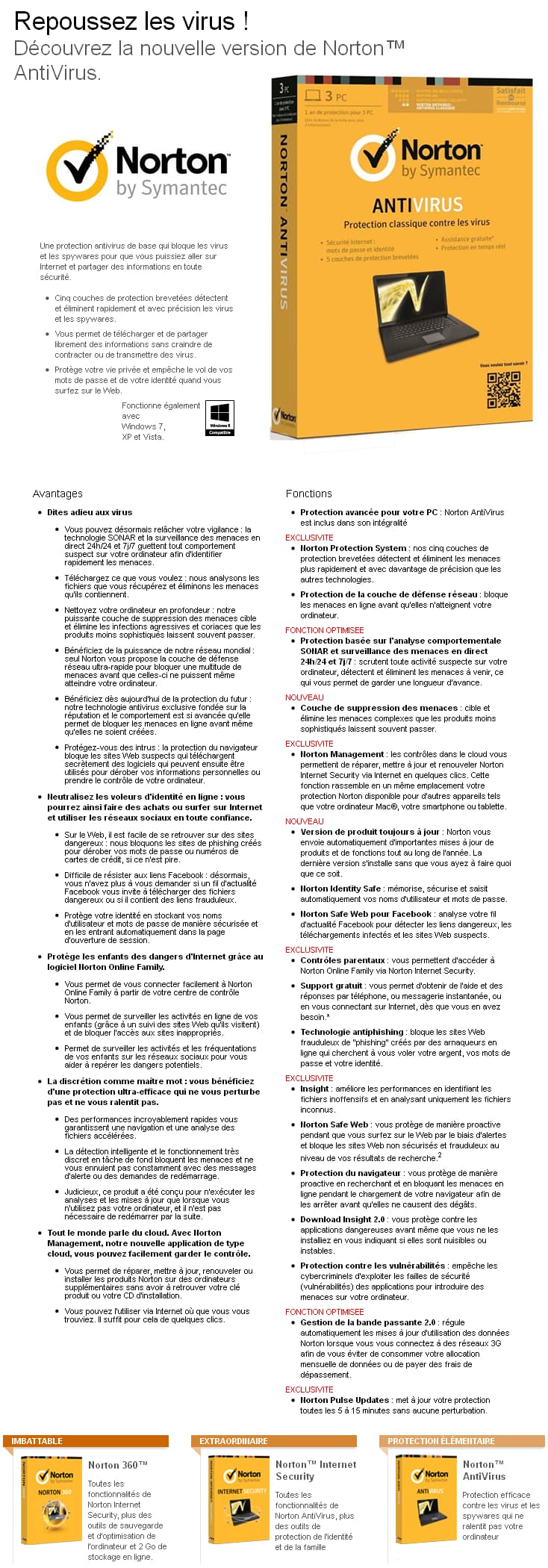 Symantec Norton Antivirus - DVD 1 an/ 3 postes (21298991)