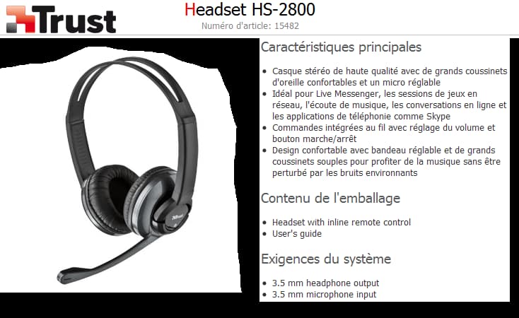Trust Headset HS-2800