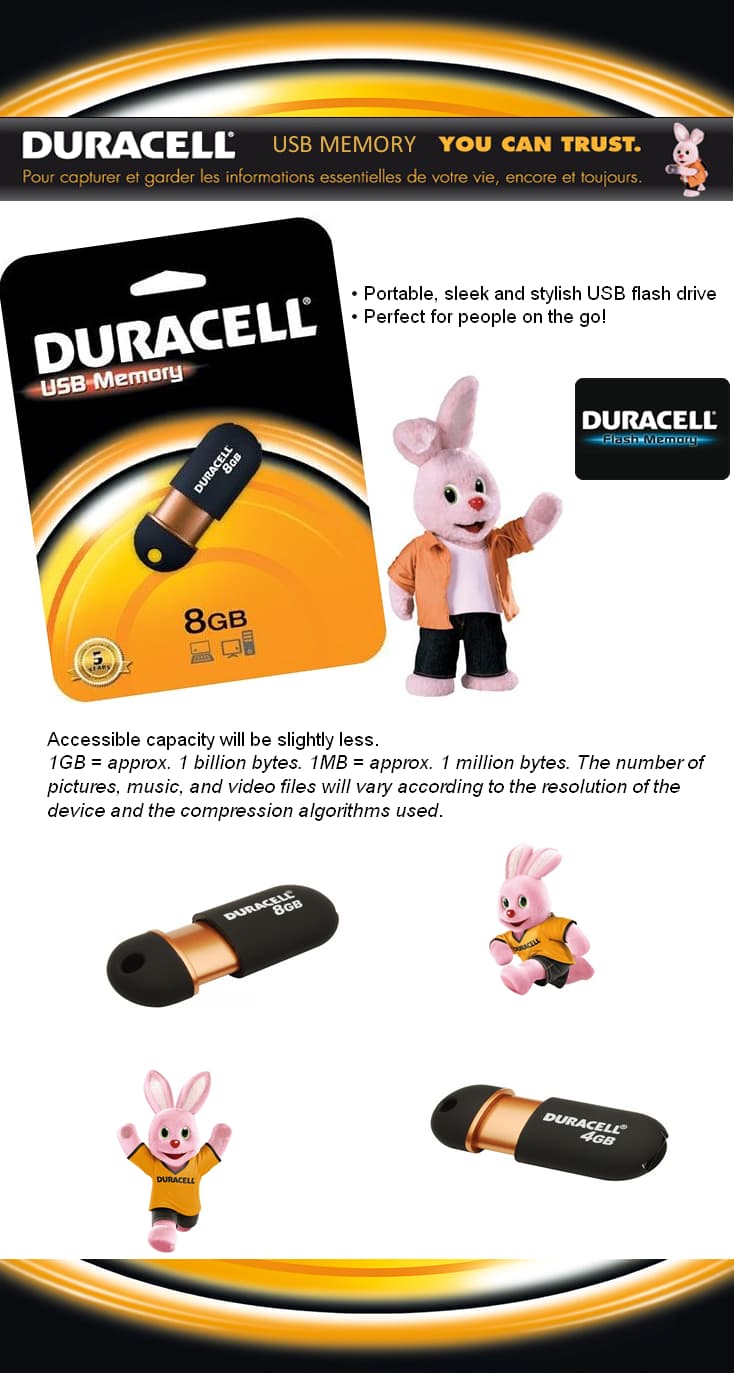 Clé USB Duracell Capless - Noir cuivre