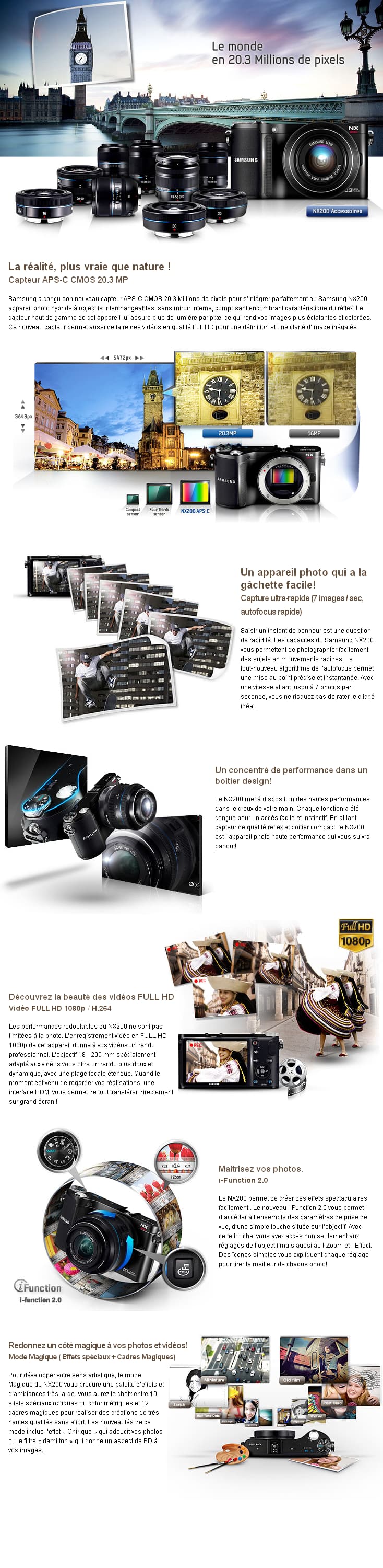 Appareil photo Samsung NX200 - 20MP (EV-NX200ZDABME)