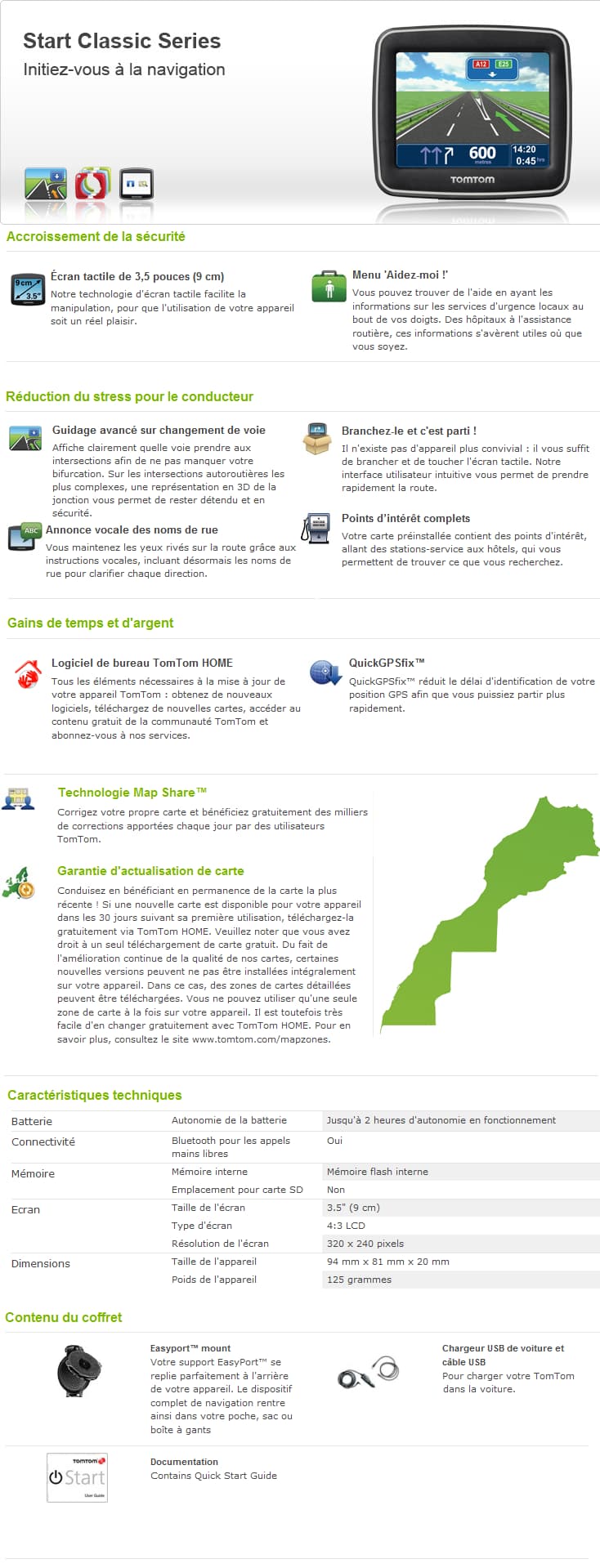 GPS TomTom Start carte Maroc - 3,5" tactile