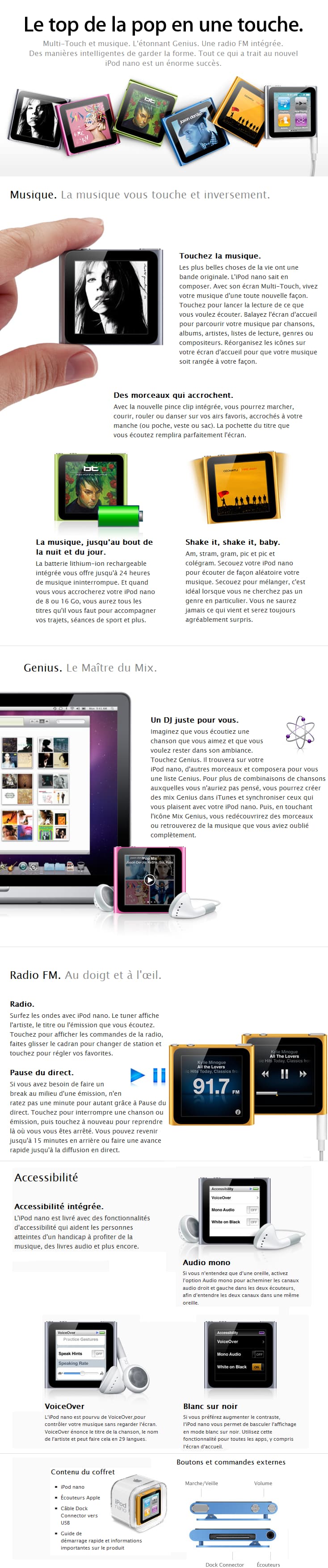 iPod nano 8 GB d'Apple (6ème génération)