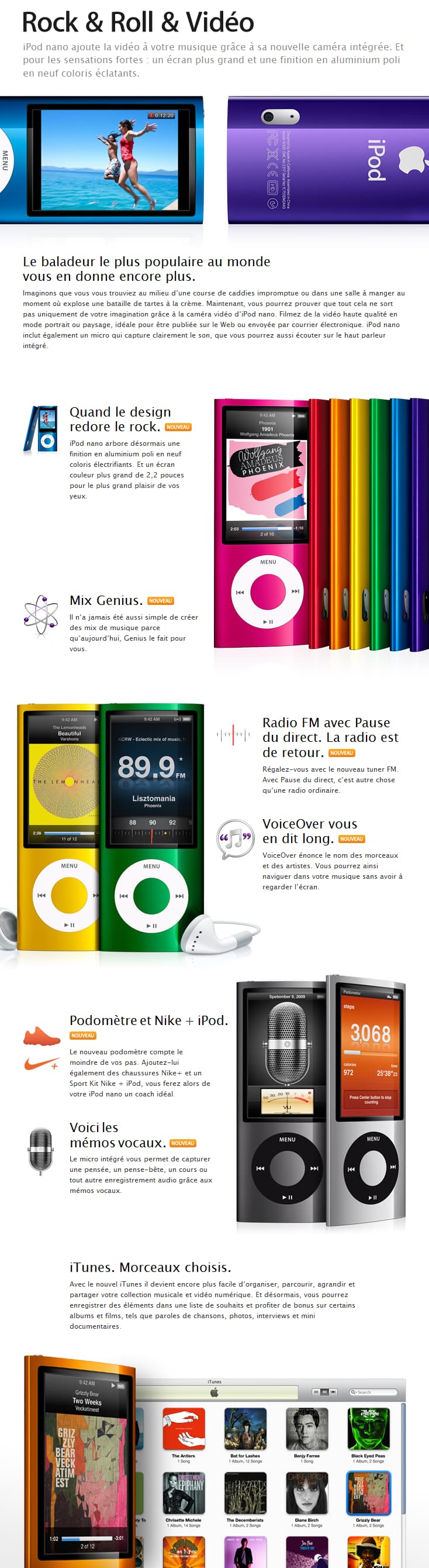 iPod nano V 16 GB avec caméra vidéo - Couleur : argent