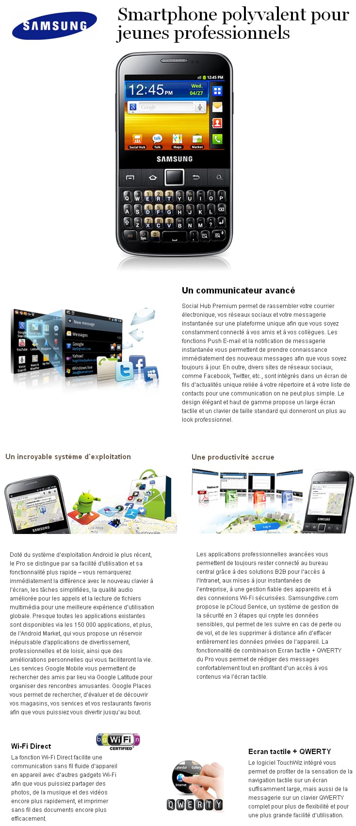 Samsung Galaxy Y Pro Noir (GT-B5510)