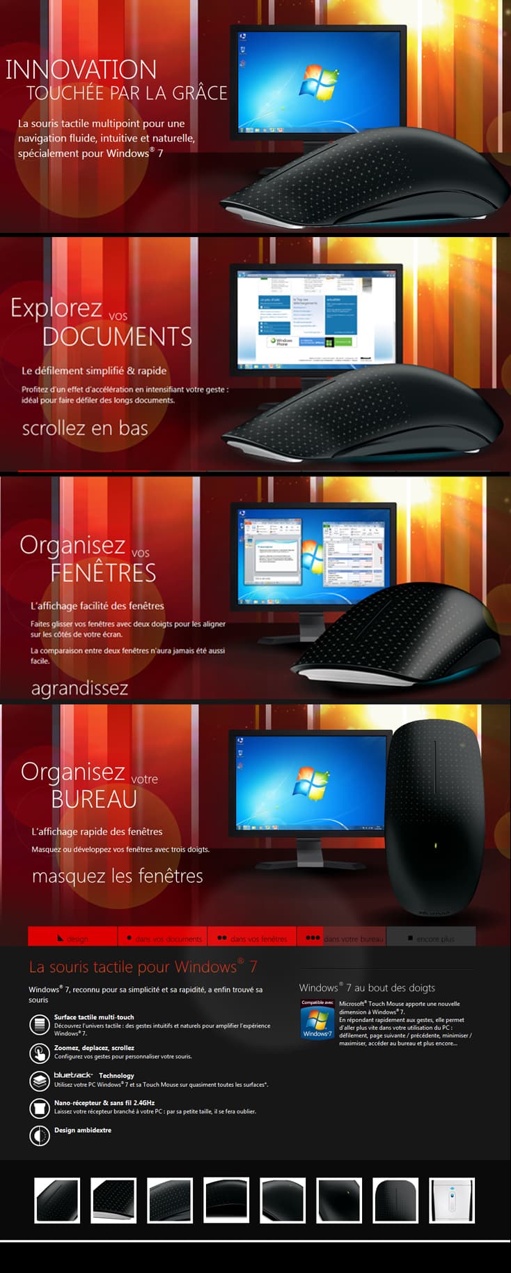Souris Microsoft sans fil tactile Noir - Touch Mouse