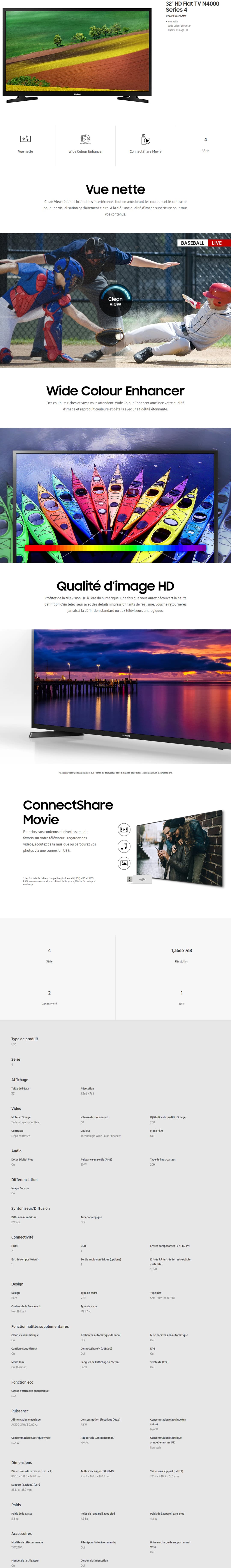 Téléviseur Samsung 32" N5003A Slim - LED TV (UA32N5003AKXMV)