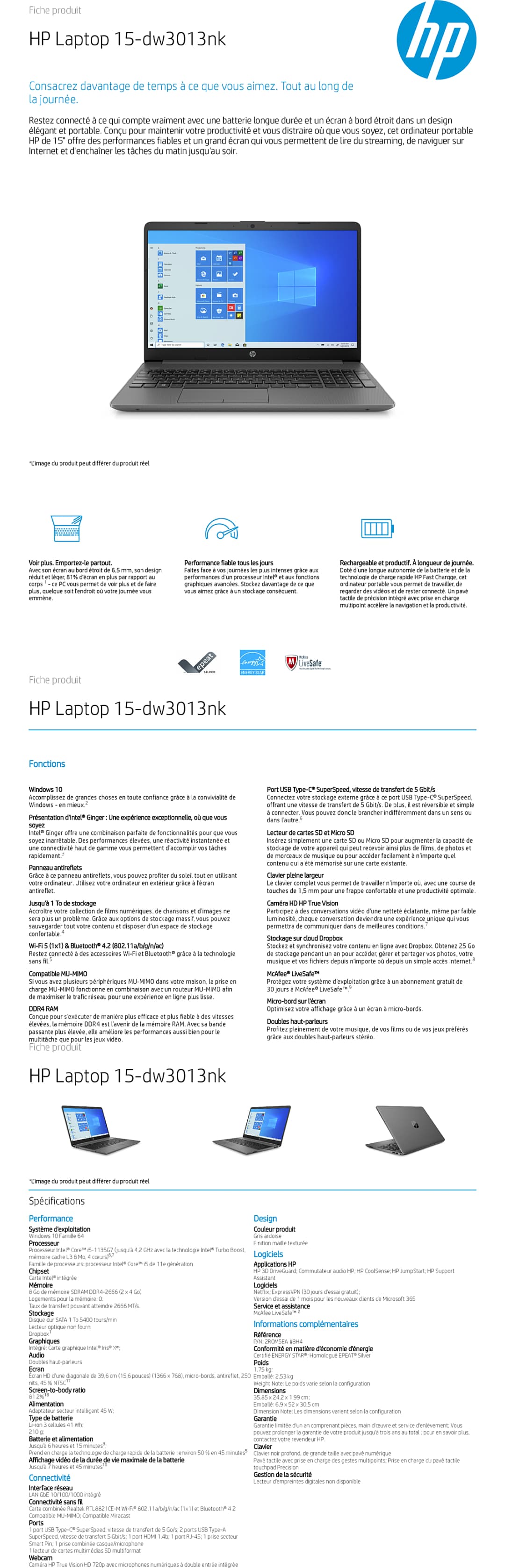 Ordinateur portable HP 15-dw3013nk (2R0M5EA)