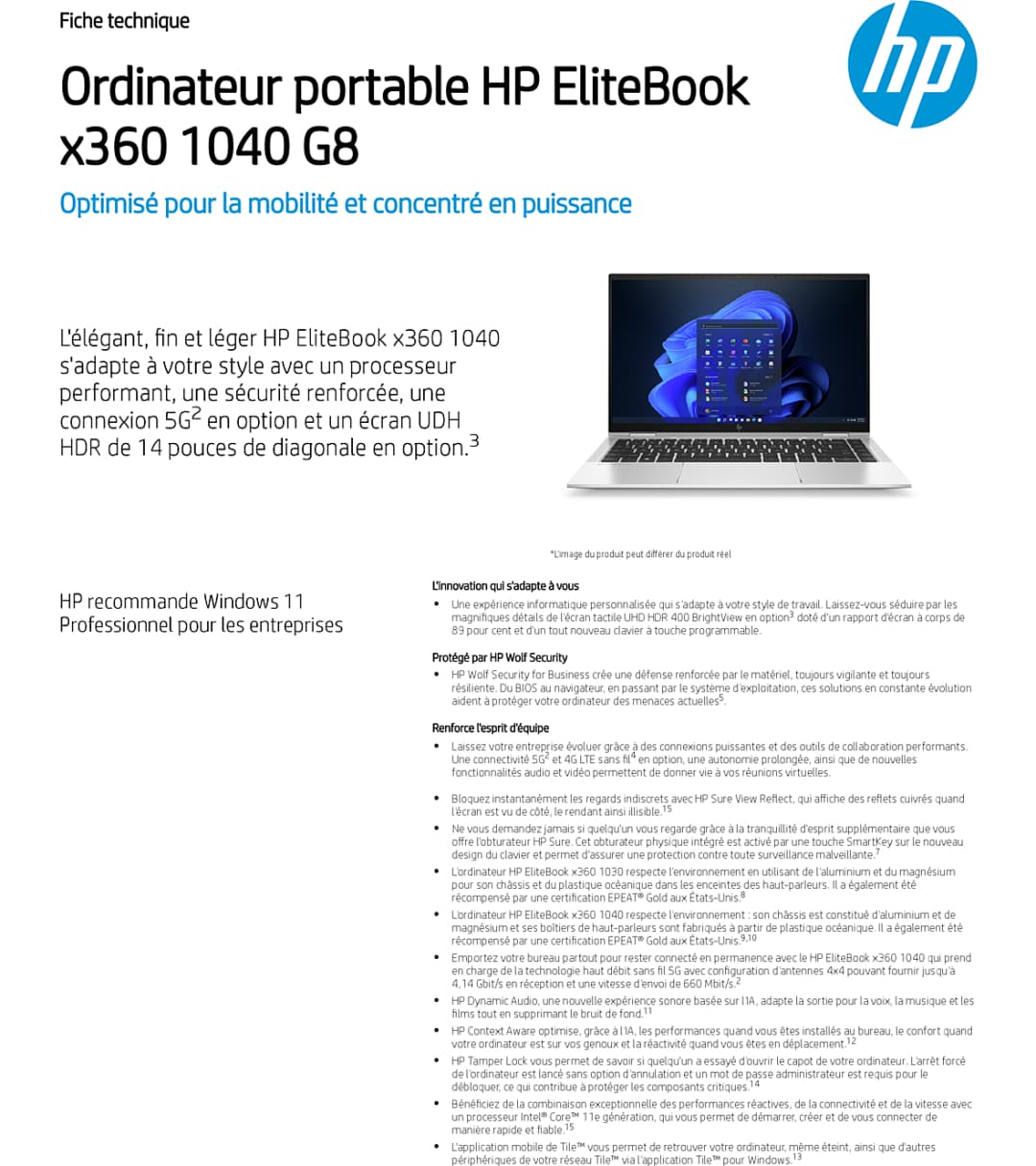 Ordinateur portable HP EliteBook x360 1040 G8 (5P5Y6EA)