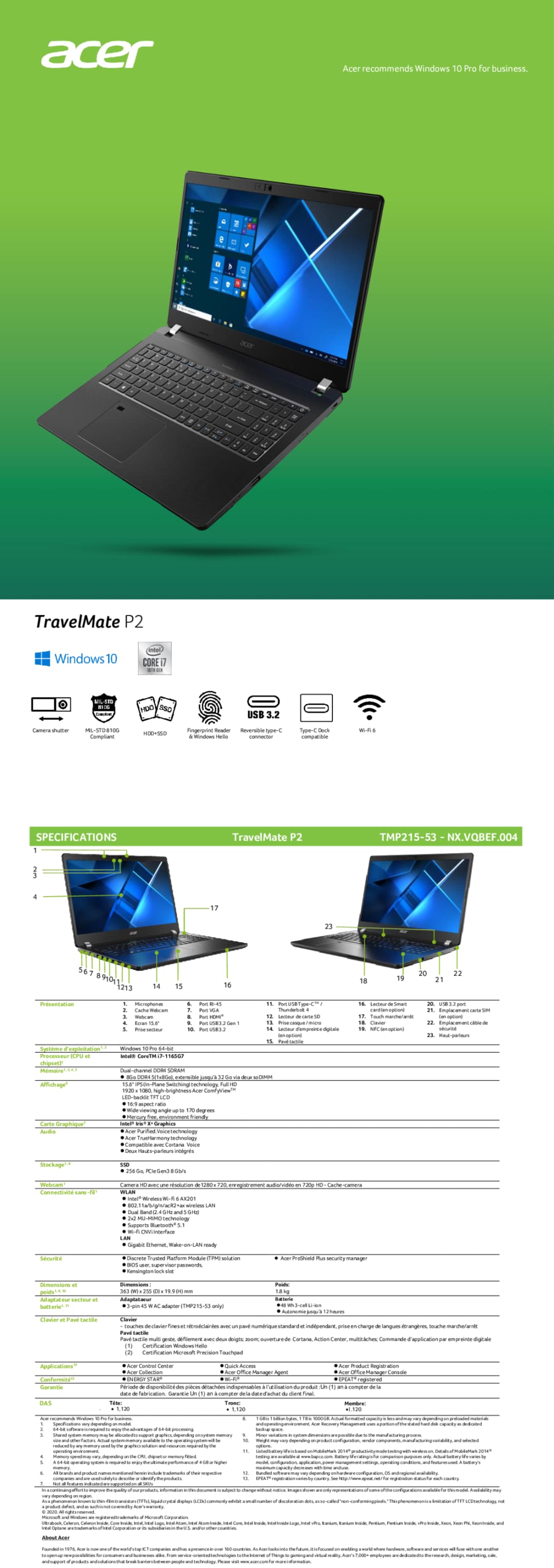 Ordinateur Portable Acer TravelMate P2 (NX.VQBEF.004)