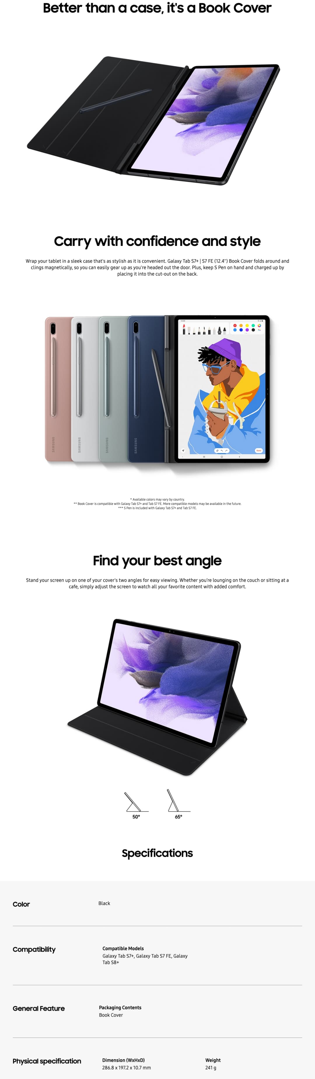 Book Cover Samsung pour Galaxy Tab S7 FE (EF-BT730PBEGWW)