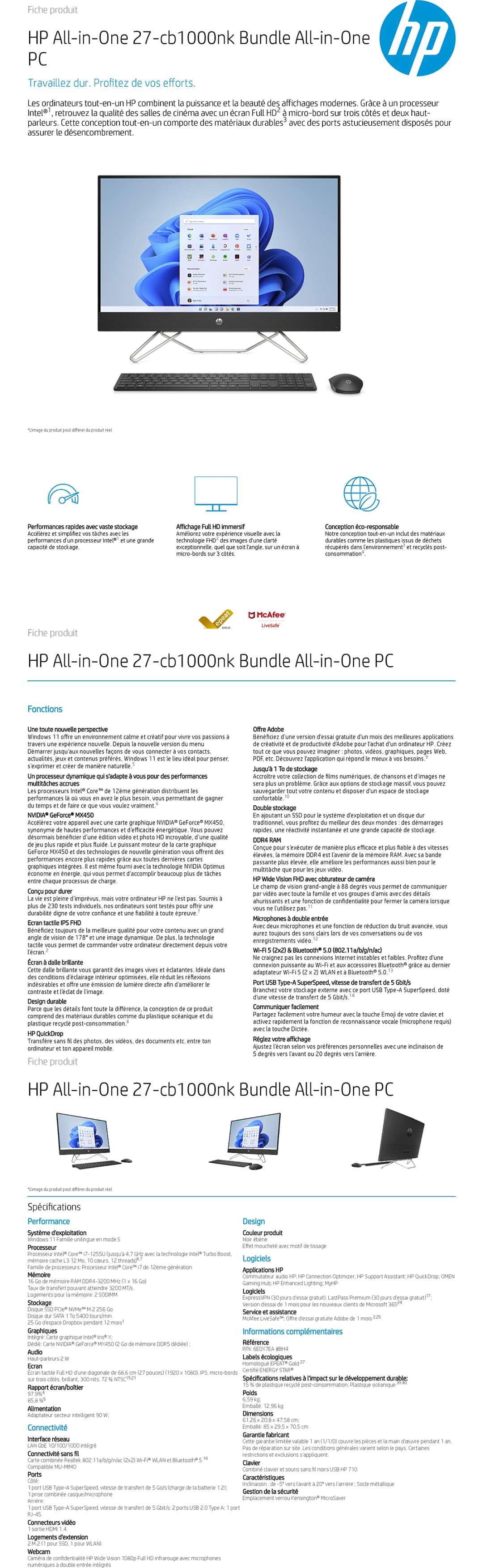 Ordinateur tout-en-un HP 27-cb1000nk (6E0X7EA)