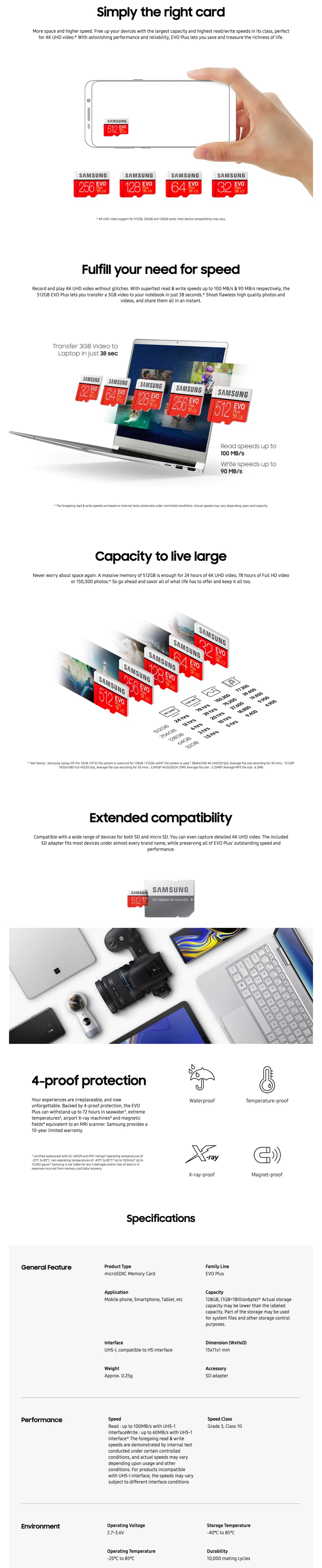 Carte mémoire Samsung Evo Plus -128GB - microSDXC Avec adaptateur (MB-MC128HA_EU)