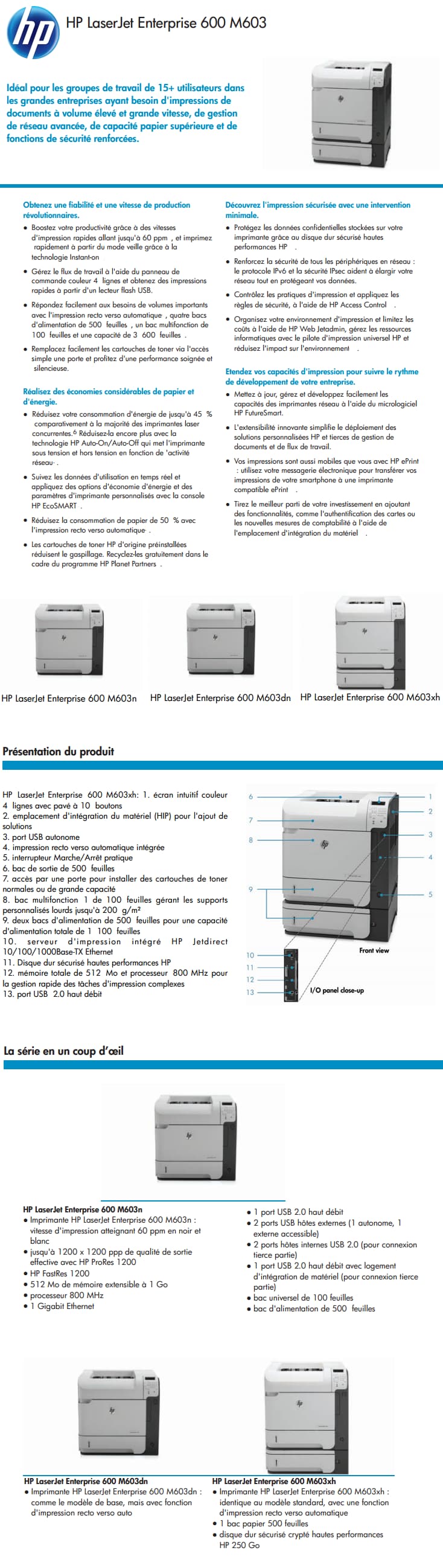 Imprimante HP LaserJet Enterprise 600 M603dn (CE995A)