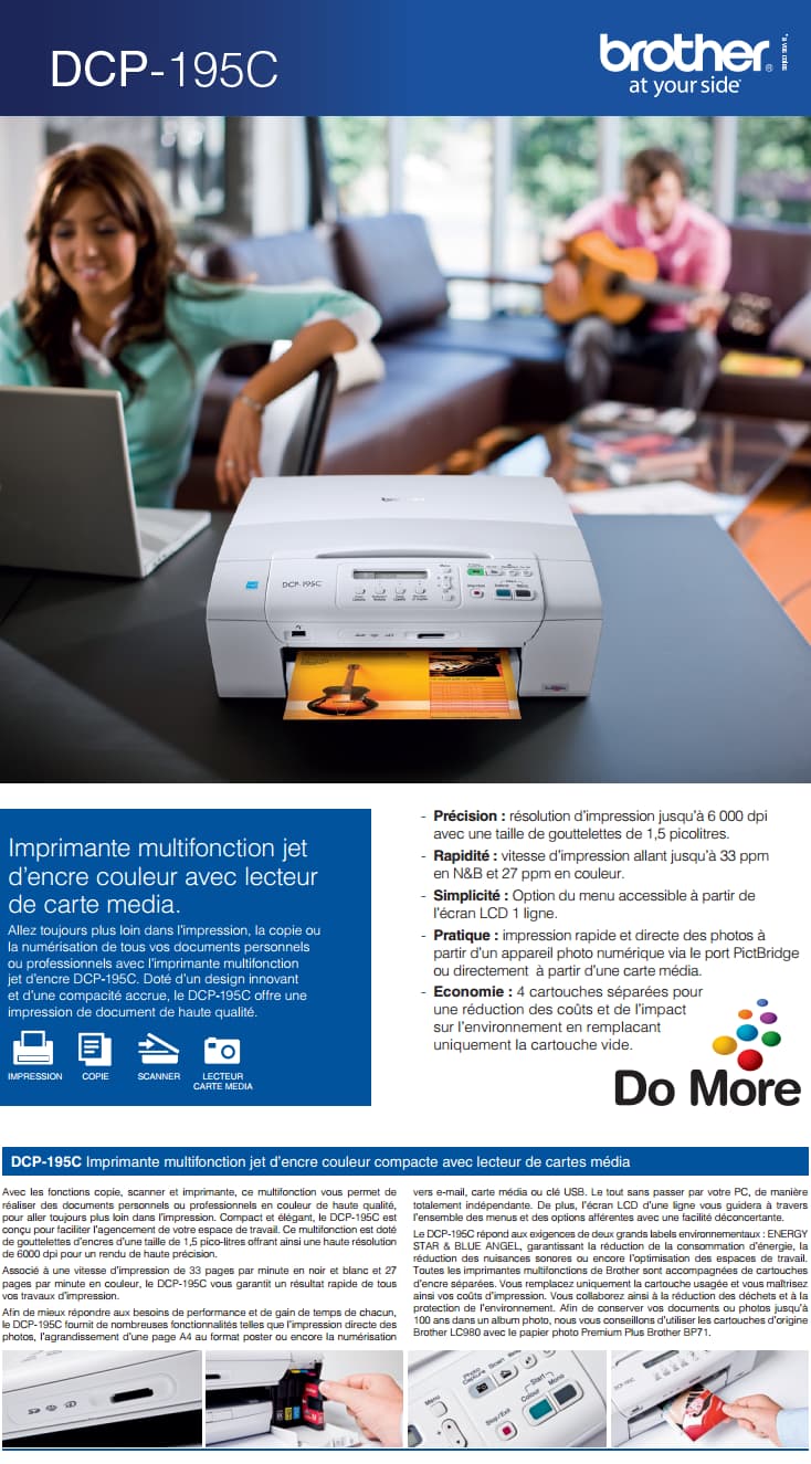 Imprimante multifonction jet d'encre A4 Brother DCP-195C