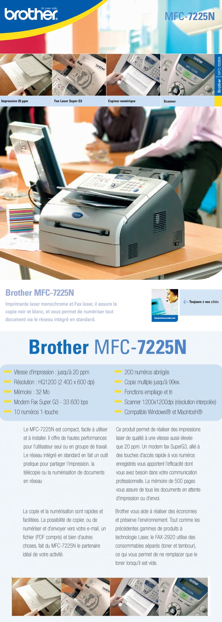 Imprimante laser 4-en-1 Brother MFC-7225N