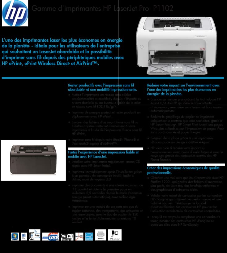 Imprimante HP LaserJet Pro P1102 (CE651A)