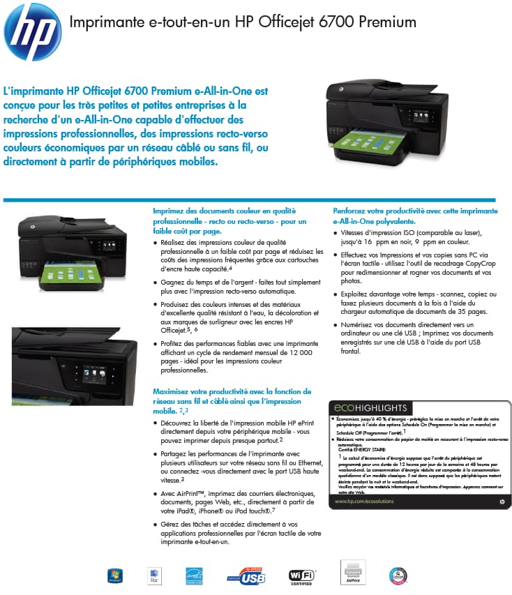 Imprimante e-tout-en-un HP Officejet 6700 Premium (CN583A)