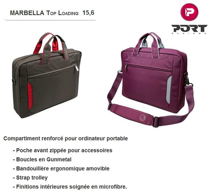 Sacoche MARBELLA Top Loading pour ordinateur portable 13-14"/ 15,6" - Port Designs