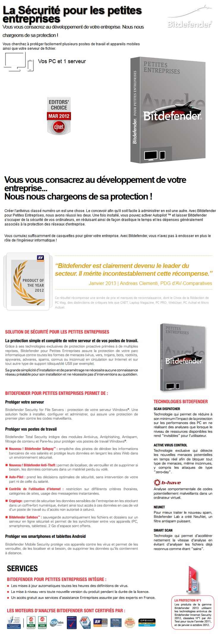 Bitdefender pour Petites Entreprises Licence 1 an/ 1 serveur et 15 postes (L-FBDPE-2W1P016)