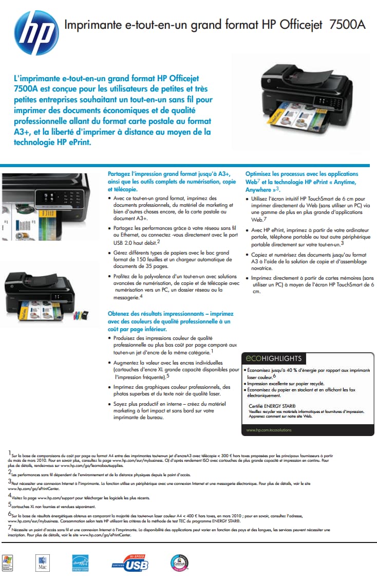 Imprimante e-tout-en-un grand format HP Officejet 7500A (C9309A)