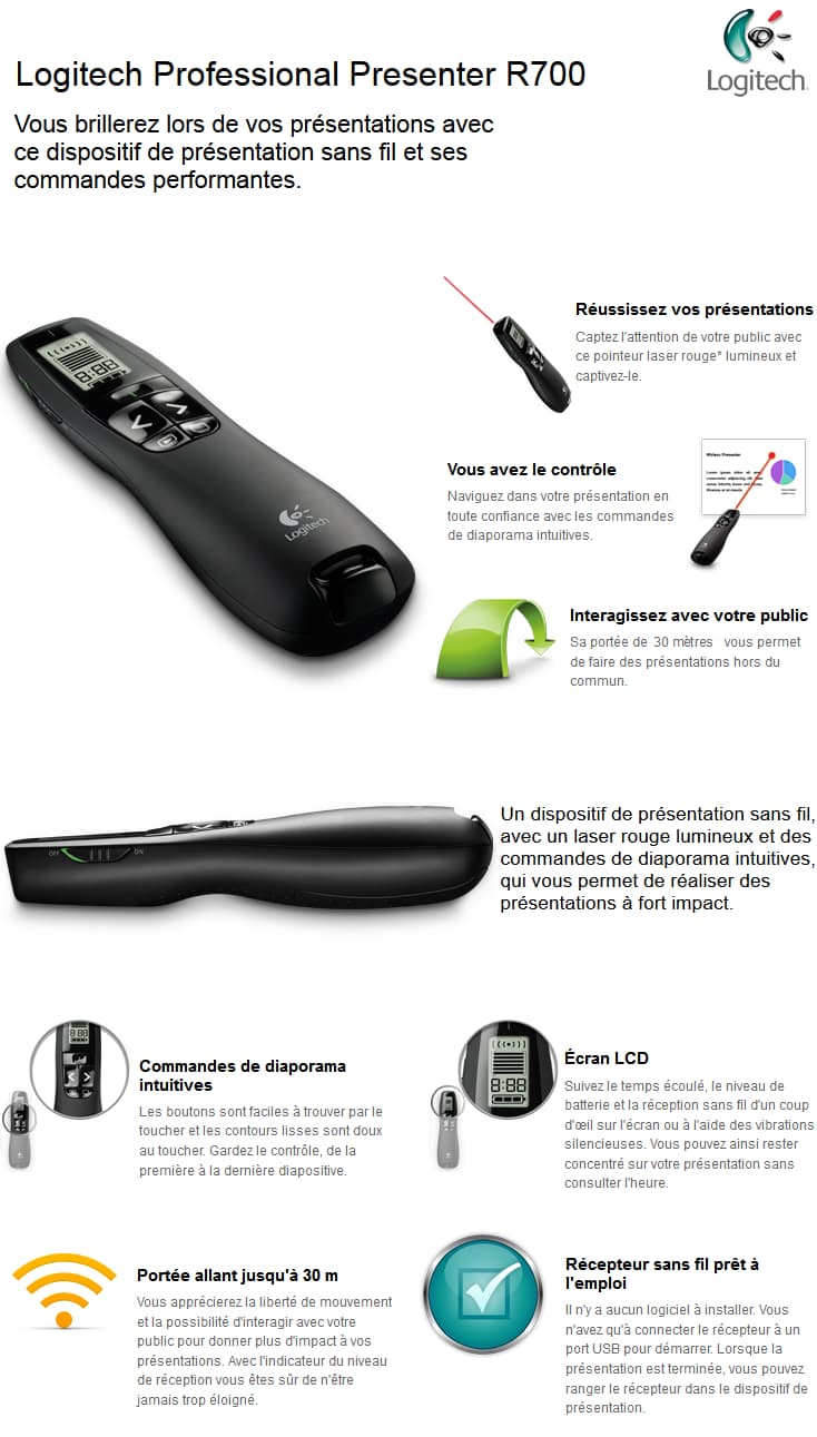 Logitech Professional Presenter R700 - Télécommande de présentation