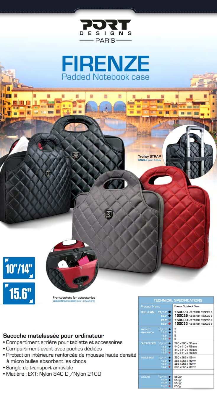 Sacoche Notebook FIRENZE Top Loading 15.6" - Port Designs