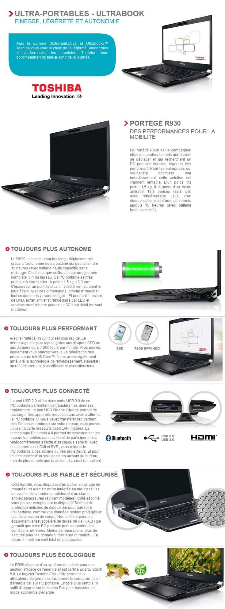 Pc portable Toshiba Portégé R930-1C9 (PT330E-09X02VFR)