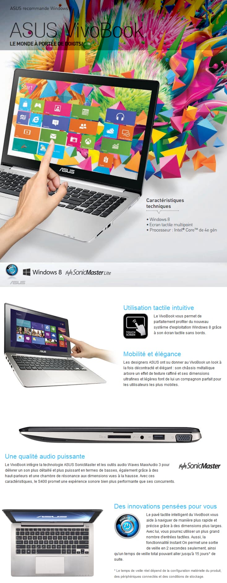 PC portable VivoBook S series ASUS S400CA-CA129H