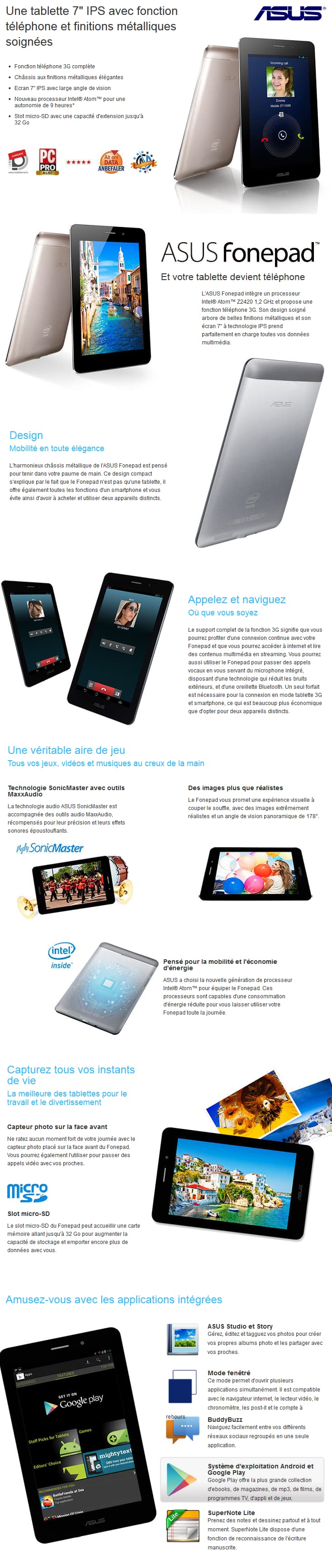 Tablette SmartPhone tactile ASUS FonePad ME371MG - 3G 7" 8GB