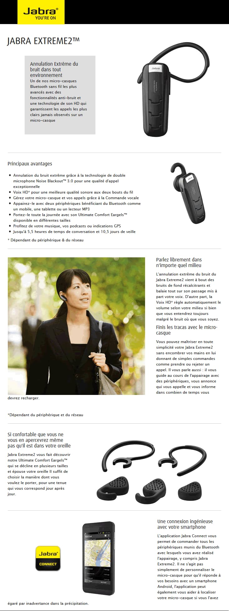 Oreillette bluetooth Jabra EXTREME2 à double microphone