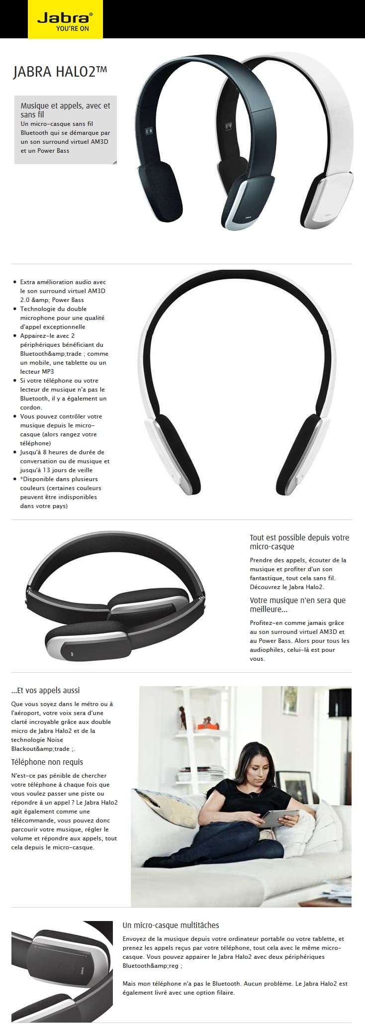 Jabra HALO2 Casque stéréo Bluetooth