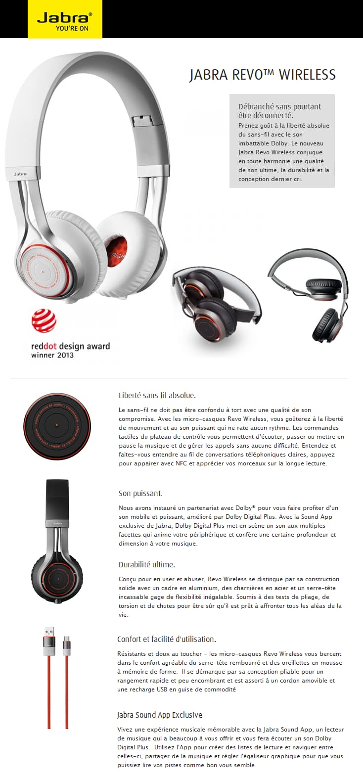 Casque Bluetooth Jabra REVO WIRELESS