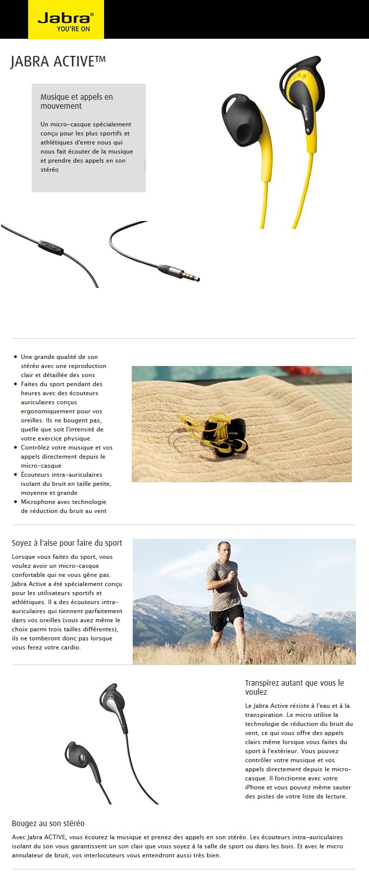 Jabra Active Corded Headset sport jaune