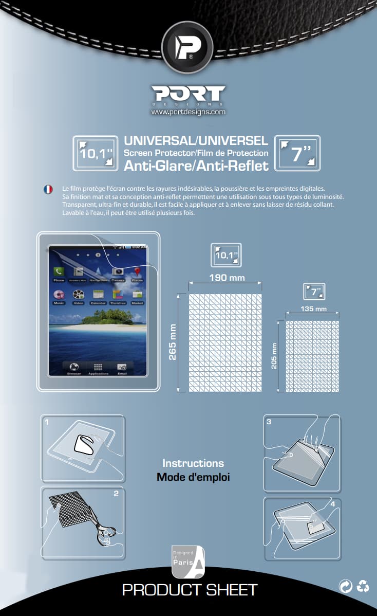Universal Screen Protection pour tablette 10,1" - Port Designs