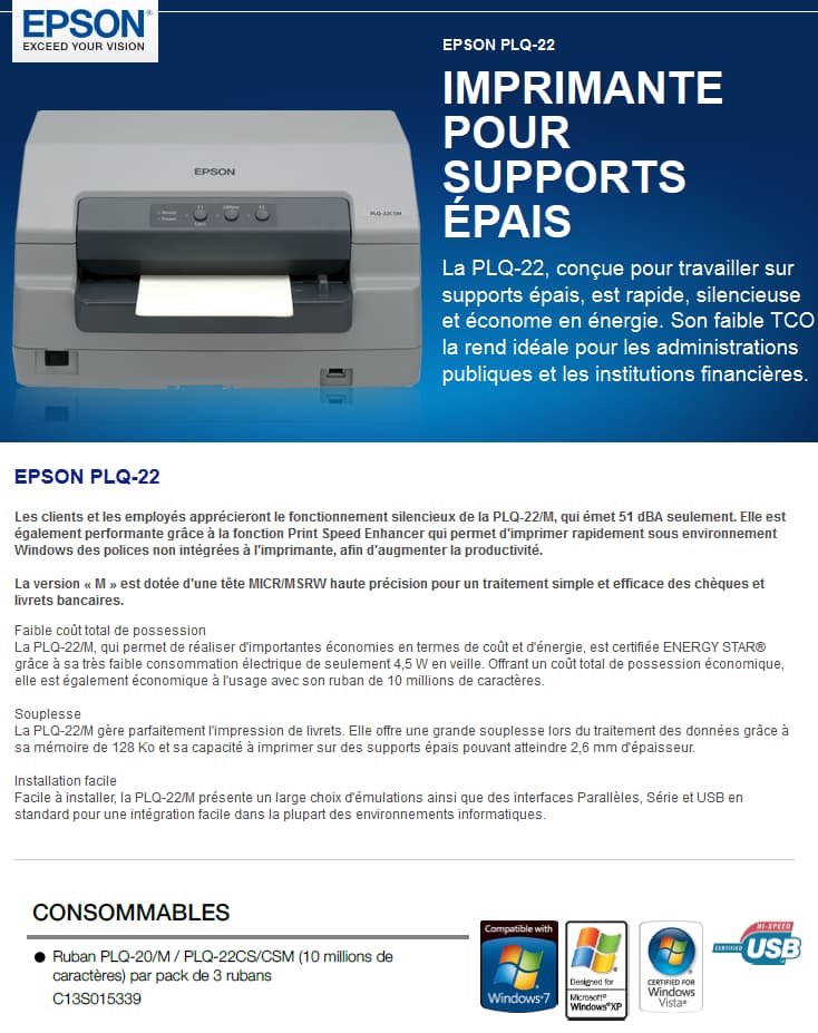 Imprimante matricielle à impact Epson PLQ-22 (C11CB01301)