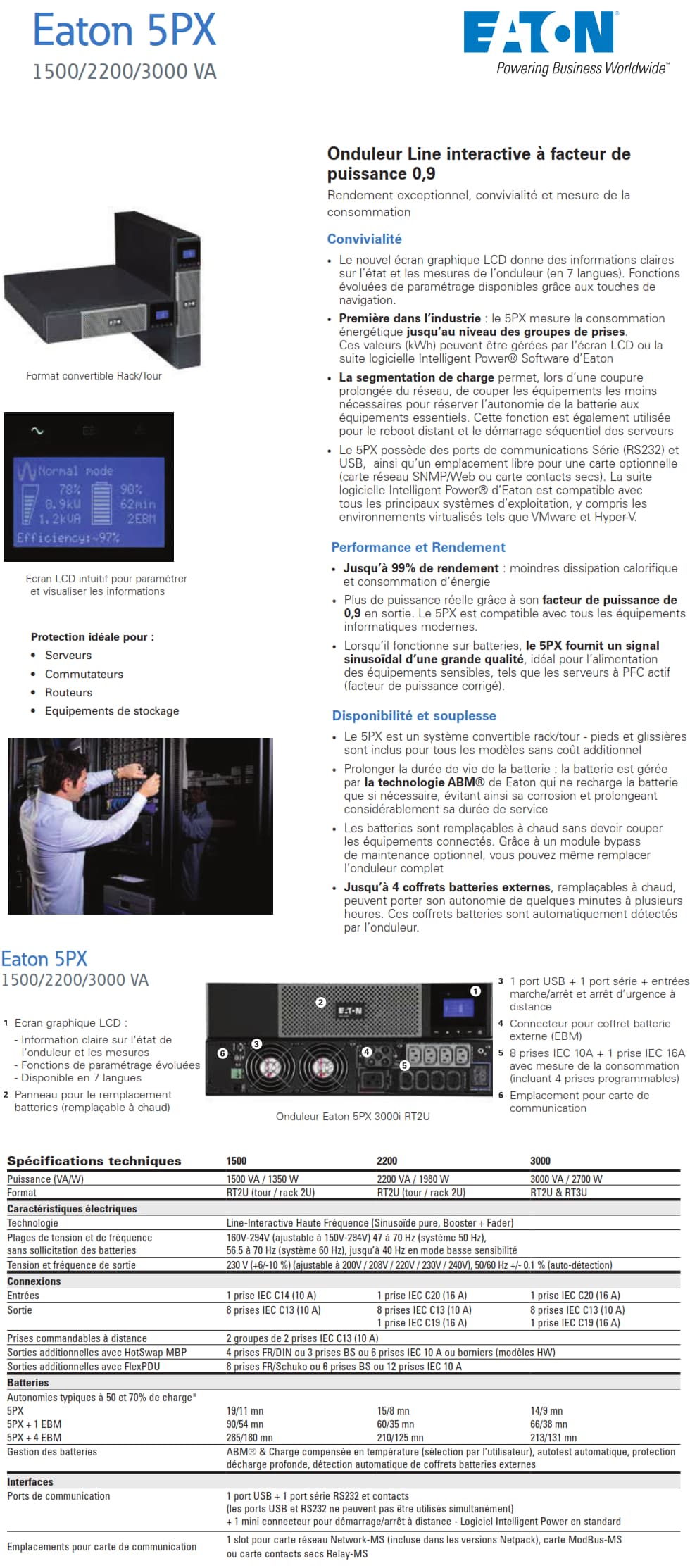 Onduleur Line-interactive Eaton 5PX 1500i - RT2U (5PX1500IRT)