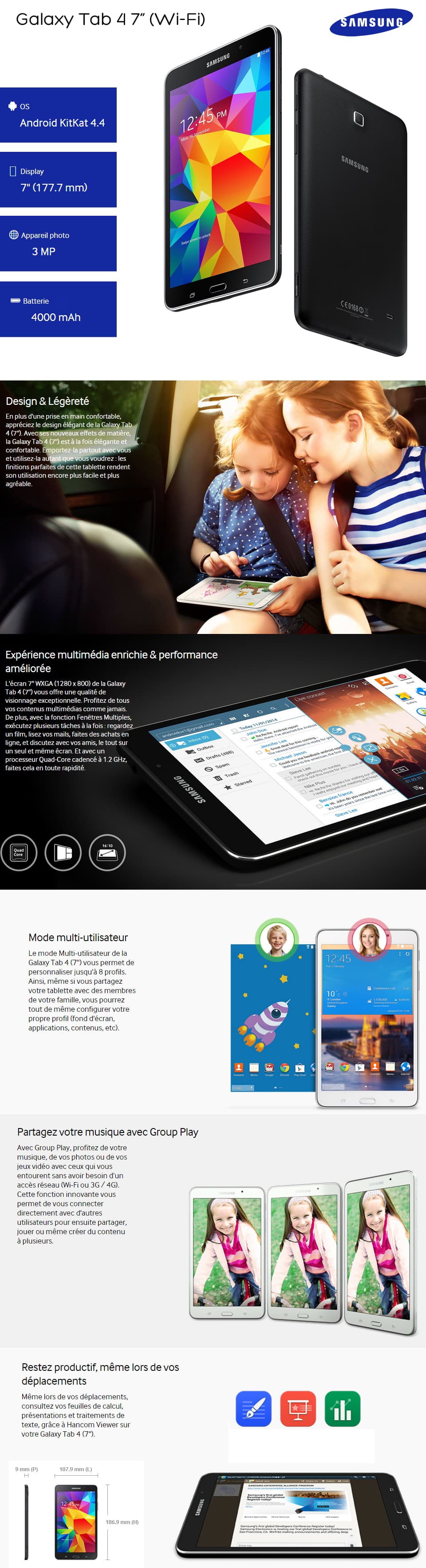 Tablette Samsung Galaxy Tab 4 7.0