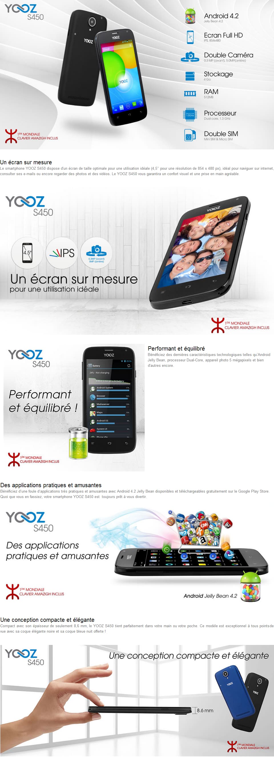 Smartphone YooZ S450 avec coque additionnelle offerte