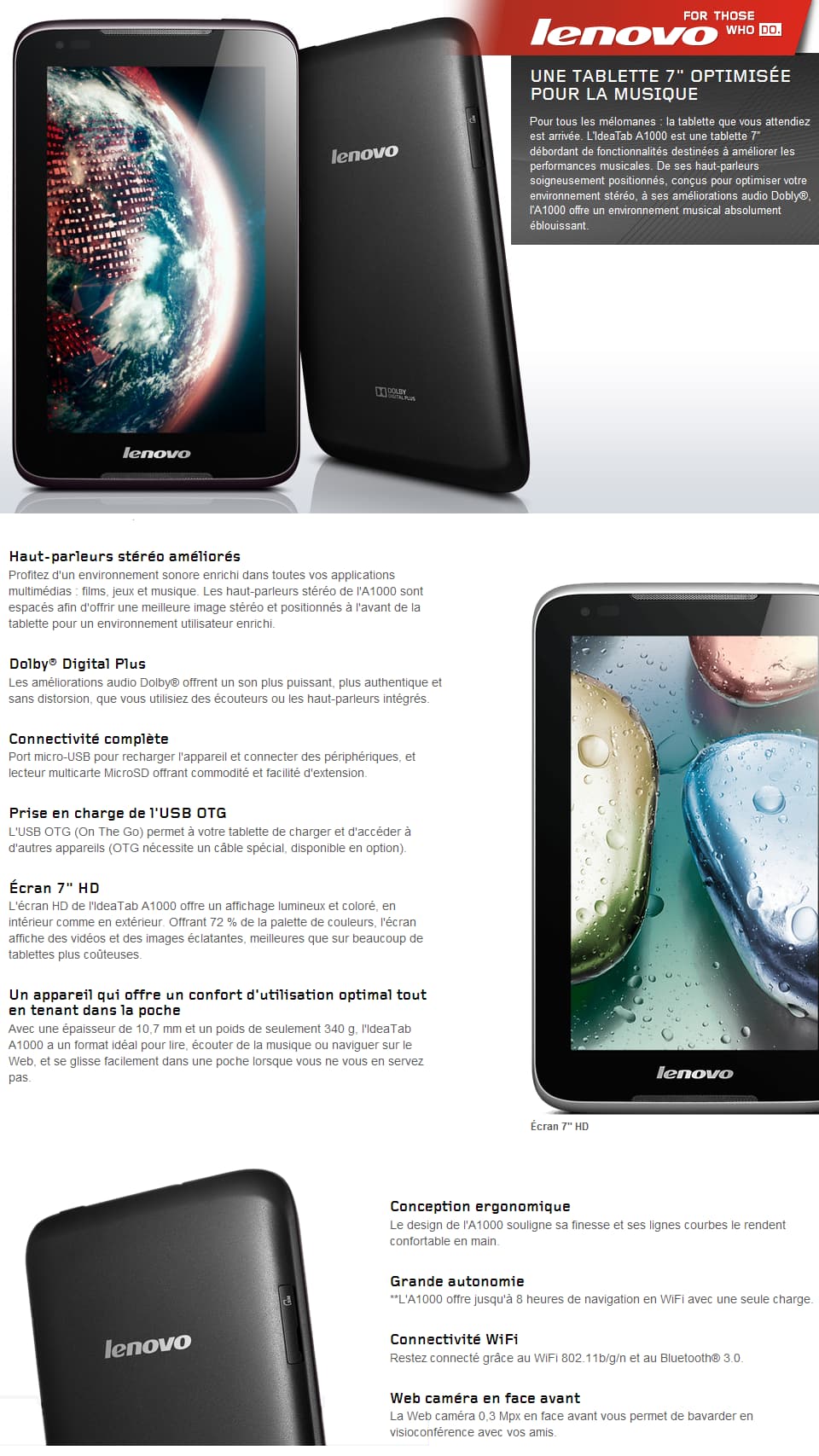 Lenovo IdeaTab A1000 - 7" 16 GB Noir (LENOVO-A1000)