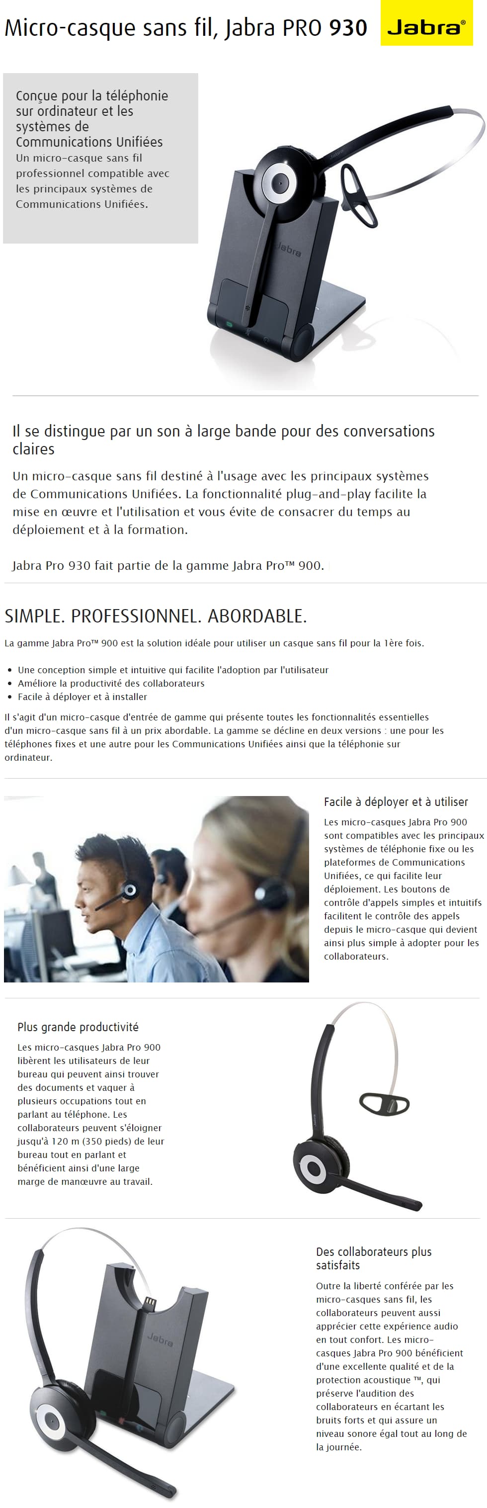 Micro-casque sans fil professionnel JABRA Pro 930 - USB (930-25-509-101)