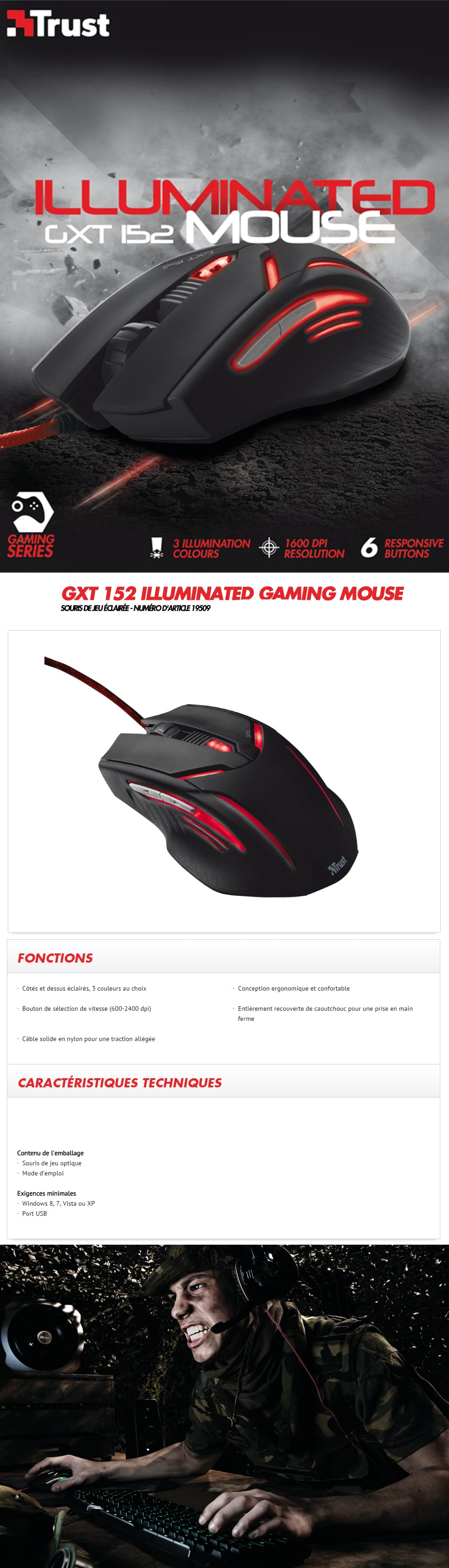 Souris Trust Gaming GXT 152 illuminated - USB
